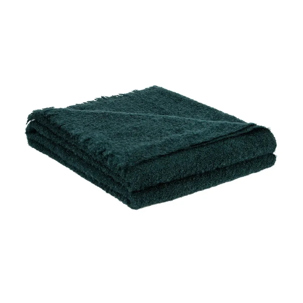 Plaid Cirrus vert profond sur fond blanc