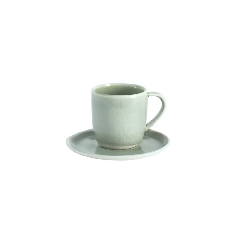 Tasse espresso Maguelone Cachemire avec soucoupe sur fond blanc