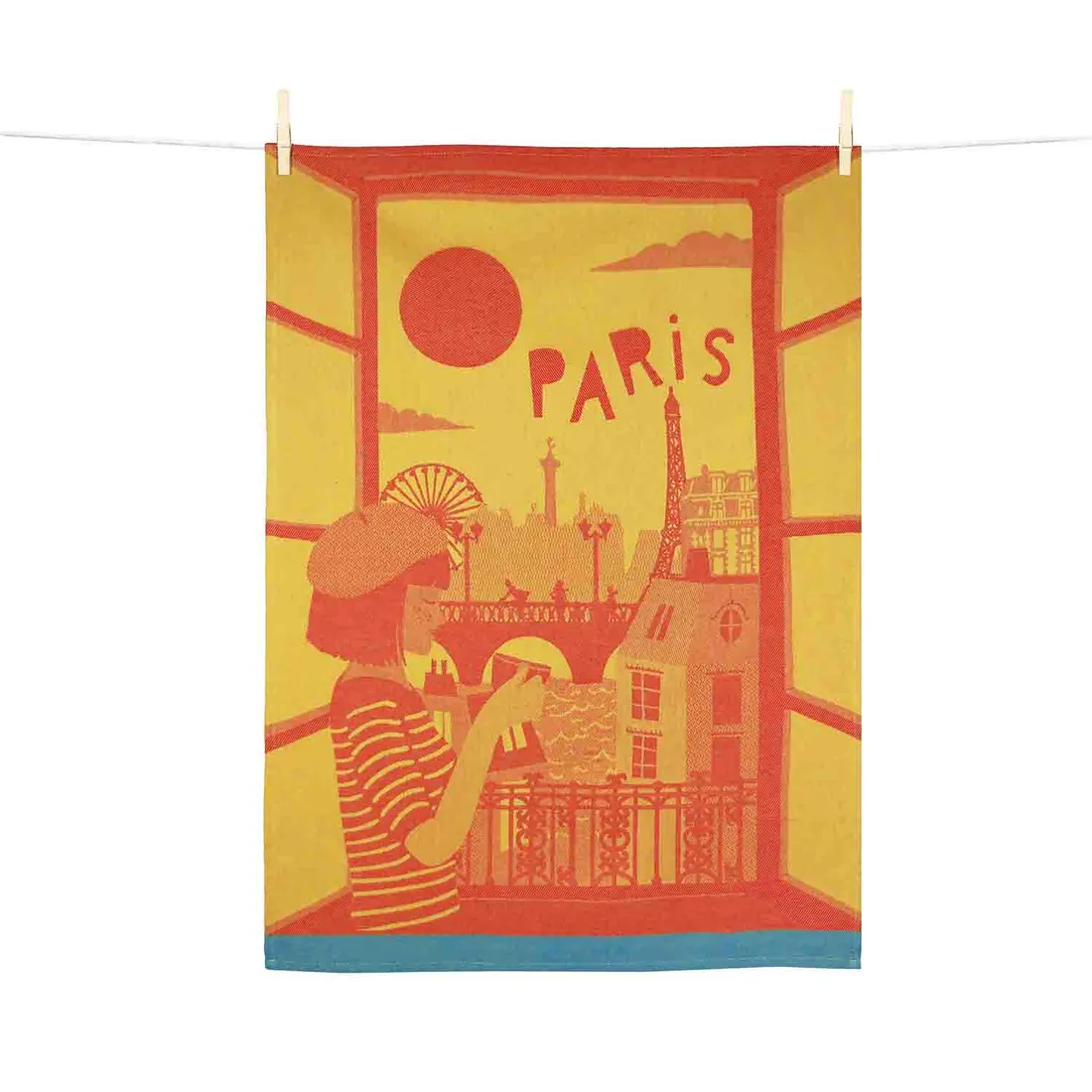 Tissage Moutet La Parisienne tea towel on a white background