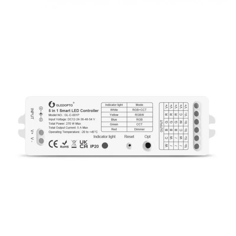 Gledopto Contrôleur LED Pro 5-en-1 GL-C-001P - vue 1