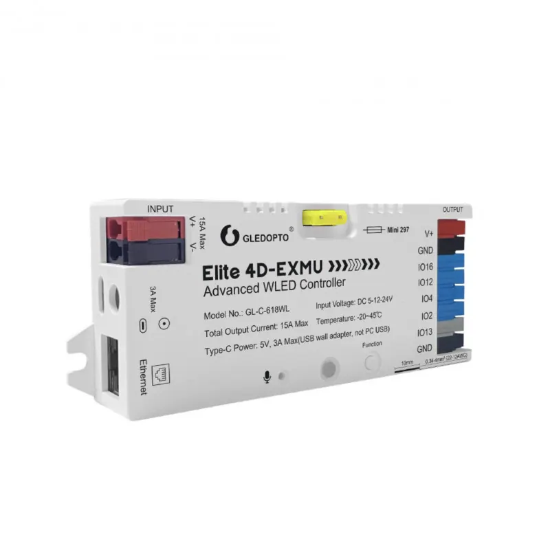 Gledopto GL-C-618WL – Contrôleur digital LED ESP32 WLED Ethernet 4 canaux (WS2811, WS2812, SK6812, TM1814, WS2813, WS2815)