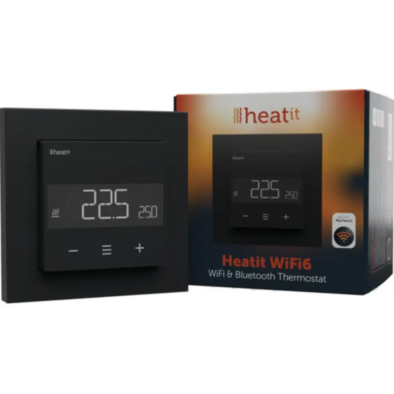 Heatit Controls Heatit WiFi6 – Thermostat Wi-Fi et Bluetooth Noir
