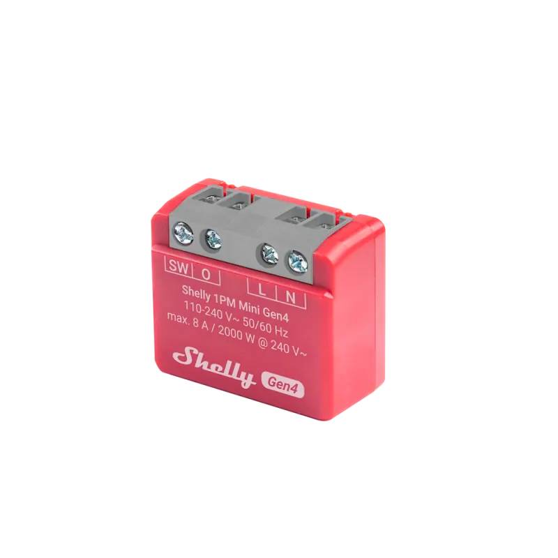 Shelly Micromodule commutateur intelligent Wi-Fi, Zigbee et Matter 8A avec mesure d'énergie Shelly 1PM Mini Gen4