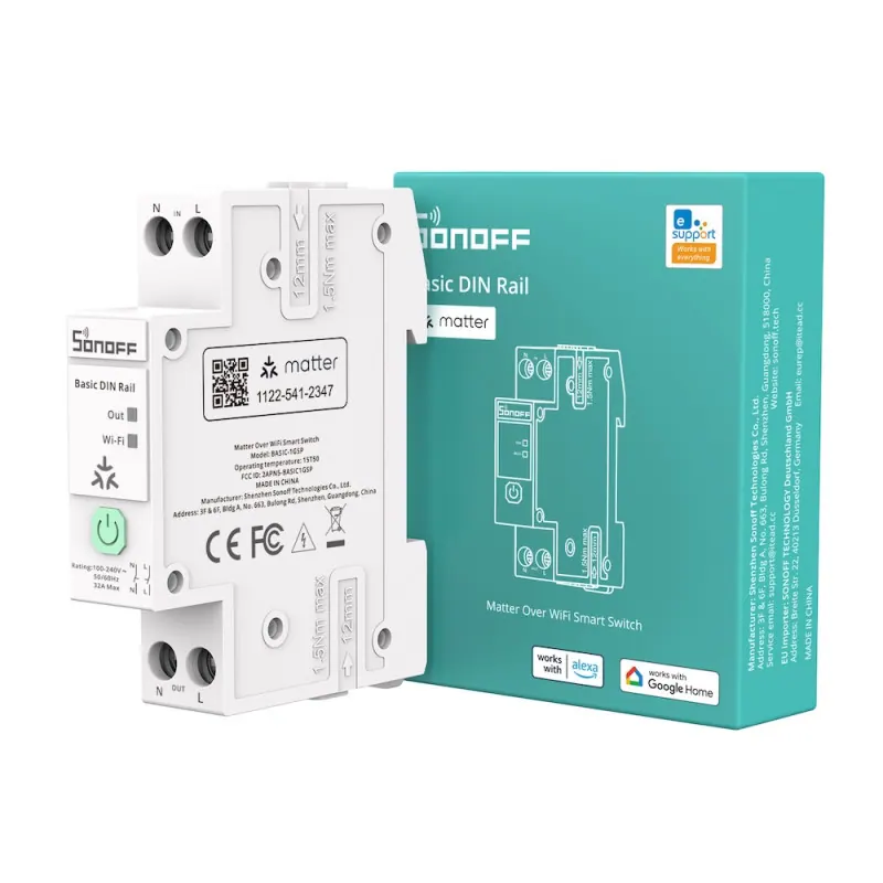 Sonoff BASIC-1GSP – Module rail DIN Matter Over Wi-Fi - vue 1